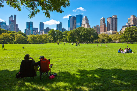 New York, U.S.A. - October 3, 20010:  Manhattan, people in the the Central Parkのeditorial素材