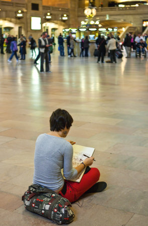 New York, U.S.A. - October 4, 20010:  Manhattan, people in the Grand Central  Stationのeditorial素材