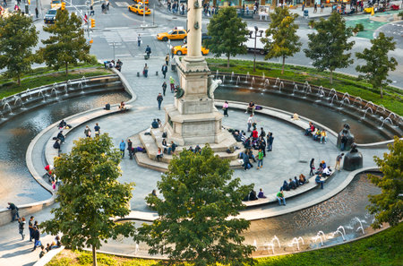 New York, U.S.A. - October 7, 20010: Manhattan, the Columbus Circle,view from the Lincoln Jazz Centerのeditorial素材