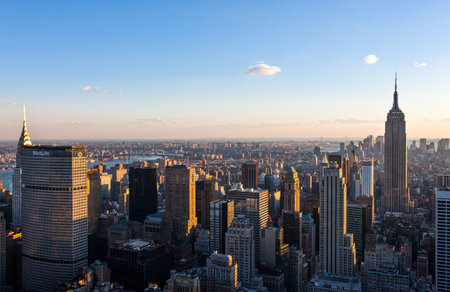 New York, U.S.A. - October 7, 20010: Manhattan, panoramic view of the south area of the cityのeditorial素材