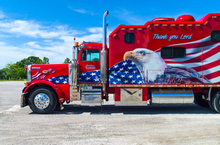 Pacific, U.S.A. - May 18, 2011: Missouri, Route 66, a beautifully decorated truckのeditorial素材