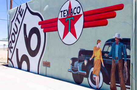 Tumcari, U.S.A. - May 21, 2011: New Mexico, mural paintings on the Route 66