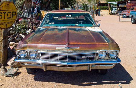 Hackberry, U.S.A. May 25, 2011: Arizona, an old cars in  the General Store on the Route 66のeditorial素材