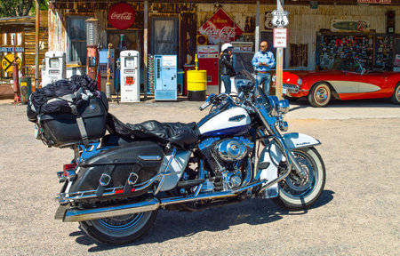 Hackberry, U.S.A. May 25, 2011: Arizona, a motorcycle in  the General Store on the Route 66のeditorial素材