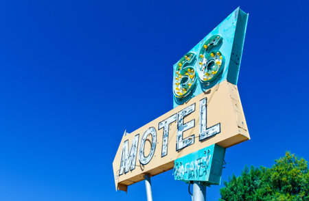 Needles, U.S.A. - May 27, 2011: California, a vintage Motel sign on the Route 66のeditorial素材