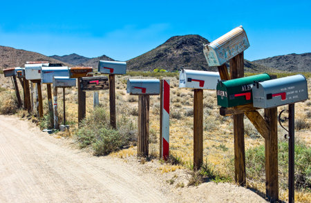 Goff, U.S.A. - May 27, 2011: California, mailboxes on the Route 66のeditorial素材