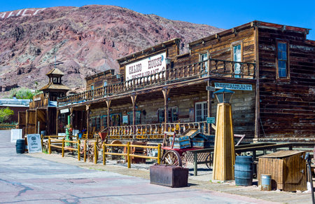 Calico, U.S.A. - May 27, 2011: California, wooden constructions in the old mine town near the Route 66のeditorial素材