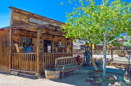 Calico, U.S.A. - May 27, 2011: California, wooden constructions in the old mine town near the Route 66のeditorial素材
