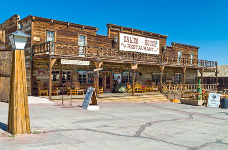 Calico, U.S.A. - May 27, 2011: California, wooden constructions in the old mine town near the Route 66のeditorial素材
