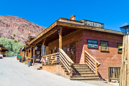 Calico, U.S.A. - May 28, 2011: California, wooden constructions in the old mine town near the Route 66のeditorial素材