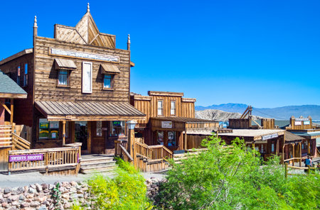 Calico, U.S.A. - May 28, 2011: California, wooden constructions in the old mine town near the Route 66のeditorial素材