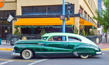 Albuquerque, U.S.A. - May 23, 2011: New Mexico, a vintage car on Route 66のeditorial素材