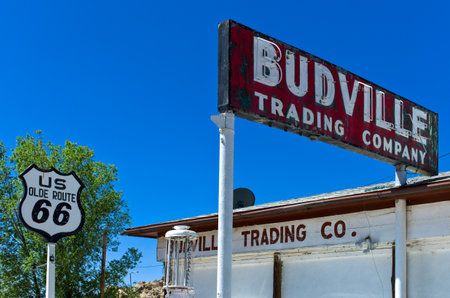 Budville, U.S.A . - May 23, 2011:   New Mexico,  signs of a vintage auto  service station on the Route 66のeditorial素材