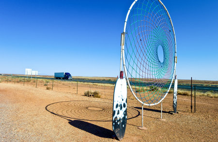 Meteor City, U.S.A.  - May 24, 2011: Arizona, Native American symbols in a roadside attrction on the Route 66のeditorial素材
