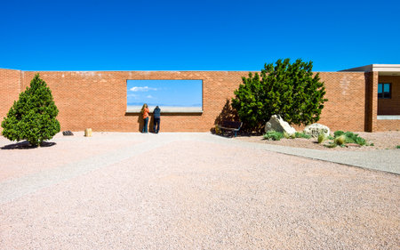 Meteor City, U.S.A.  - May 24, 2011: Arizona, people in the meteor crater entrance near the Route 66のeditorial素材