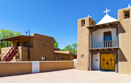 U.S.A., New Mexico, the  St.Jerome chuch in the Taos native puebloのeditorial素材