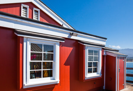 Santa Barbara,  U.S.A. - June 1, 2011: Traditional house in the Stearns Wharf on the sea frontのeditorial素材