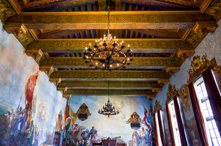 Santa Barbara,  U.S.A. - June 1, 2011:  Paintings and decorations in the Court House insideのeditorial素材