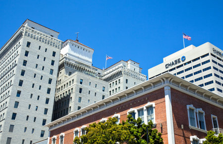 San Diego,  U.S.A. - June 2, 2011: The traditional buildings of the Gas Lamp quarterのeditorial素材