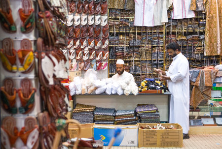 Rijadh,  Saudi Arabia - November 7, 2007: Local people in a store of the Al Thumairi souq in Al Bathaa district.のeditorial素材