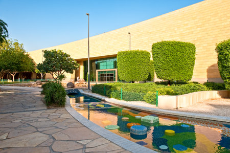 Riyadh, Saudi Arabia - November 18, 2008:  The modern architectures of the National Museum garden.のeditorial素材