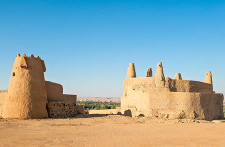 Domat Al-Jadal, Al Jauf province, the Qasr Marid fortress (Nabatean origin) and the Mosque of Omanのeditorial素材