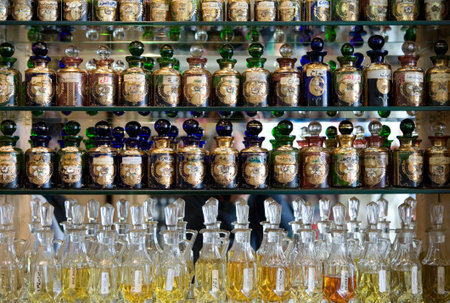 Manama, Bahrain - January 8, 2007: A perfumery in the old market.のeditorial素材