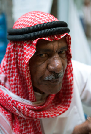 Manama, Bahrain - January 8, 2007: Portrait of a local man in the old market.のeditorial素材