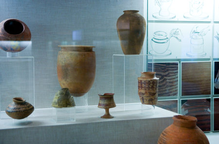Manama, Bahrain - January 11, 2007: Antique pots in the National Museum.のeditorial素材