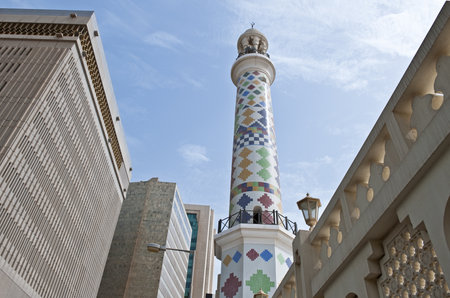 Bahrain,Manama,the Alfadhel mosque and minaret in the city center.