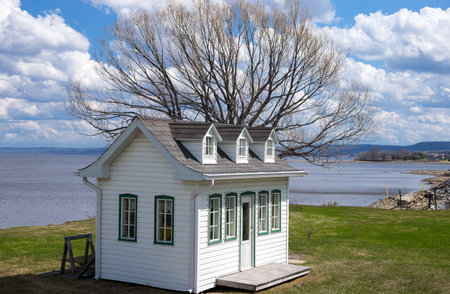 Roberval, Canada - May 10, 2014: Quebec,  a small typical houses on the St Jean lake.のeditorial素材