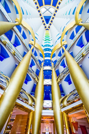 Dubai, U.A.E. - February 19,  2007:  Detail of the hall of the luxury Burj Al Arab hotelのeditorial素材