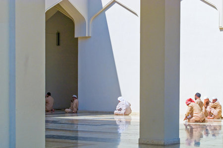 Dubai, U.A.E. - February 13,  2007:   A moment of prayer and relax in a mosque of the Bastakija...