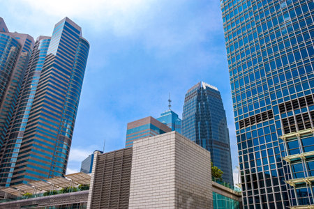 Hong Kong, China - September 22,  2007:  The buildings of Exchange Square in the new city center.のeditorial素材