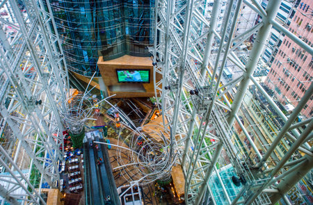 Hong Kong, China - September 23,  2007: Futuristic architectures of the Langham Place shopping...