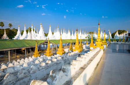 Myanmar, Mandalay, the Kuthodaw Paya temple, known olso as 'the world's biggest book'.のeditorial素材