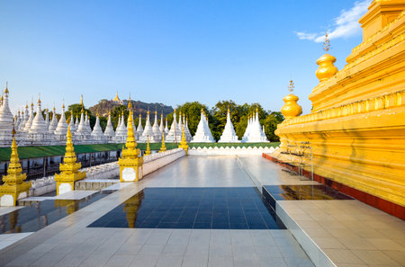 Myanmar, Mandalay, the Kuthodaw Paya temple, known olso as 'the world's biggest book'.のeditorial素材