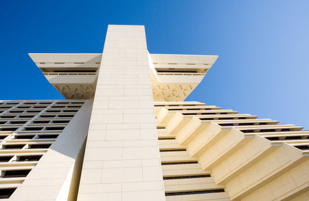 Doha,  Qatar - February 14, 2006: Upward view of the modern architectures of an elegant hotelのeditorial素材