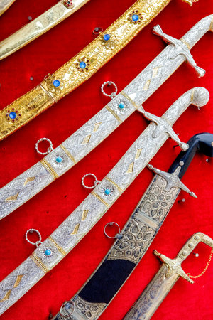 Doha,  Qatar - April 6, 2006: Handicraft products in the Souq Wakif in the old city centerのeditorial素材