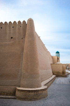 Uzbekistan, Khiva, the wall of the Ichan Kala citadelのeditorial素材