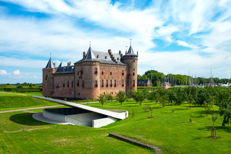 Muiden, Holland - July 24, 2014: Waterland district, the Amsterdam castleのeditorial素材