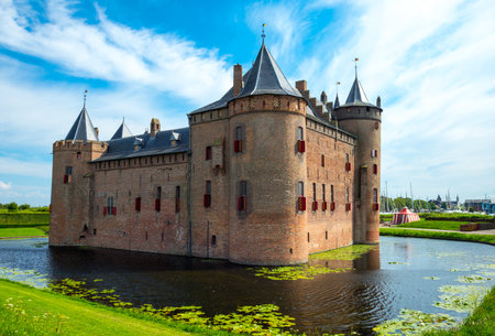 Muiden, Holland - July 24, 2014: Waterland district, the Amsterdam castleのeditorial素材