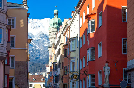 Innsbruck, Austria - February 8, 2010: The traditional architecture of  Friedrich Strasseのeditorial素材