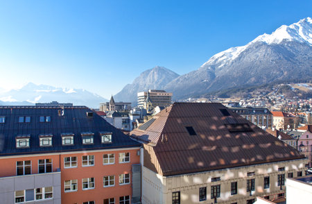 Austria, Tyrol, panoramic wiew over Innsbruckのeditorial素材