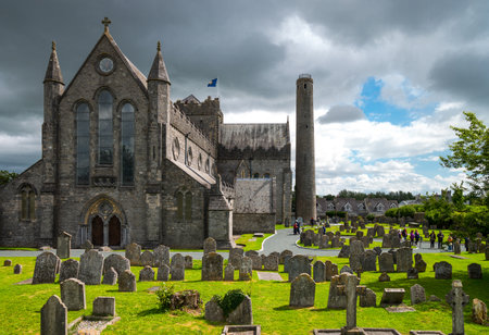 Kilkenny,  Ireland - August 2, 2013:  The St Canice's cathedral and cemeteryのeditorial素材