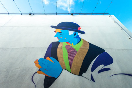 Dublin,  Ireland - July 31, 2013: A painting on the wall of the Art Center in the  Temple Bar quarterのeditorial素材