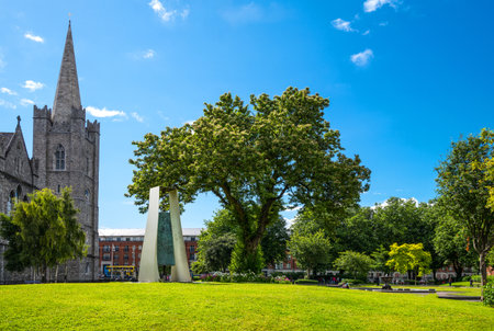 Dublin,  Ireland - July 30, 2013:  People in he St Patrik's gardensのeditorial素材