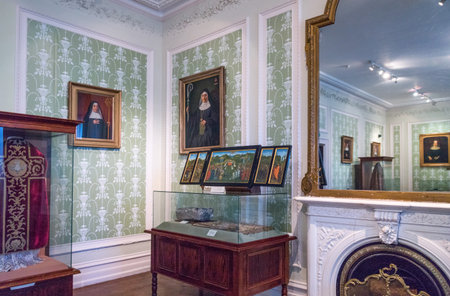 Calway, Ireland - August 4, 2013: Connemara area, the rooms inside the Kylemore abbeyのeditorial素材