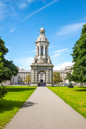 Dublin, Ireland - August 3, 2013:  The Campanile of the Trinity Collegeのeditorial素材