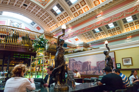 Dublin, Ireland - August 3, 2013:  Talbot street, people in the Bank bar and restaurantのeditorial素材